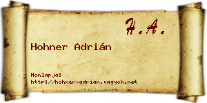 Hohner Adrián névjegykártya